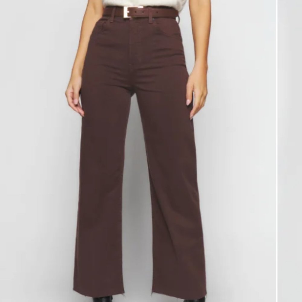 Reformation Emma High Rise Wide Leg Jean, Size 25, in Cafe